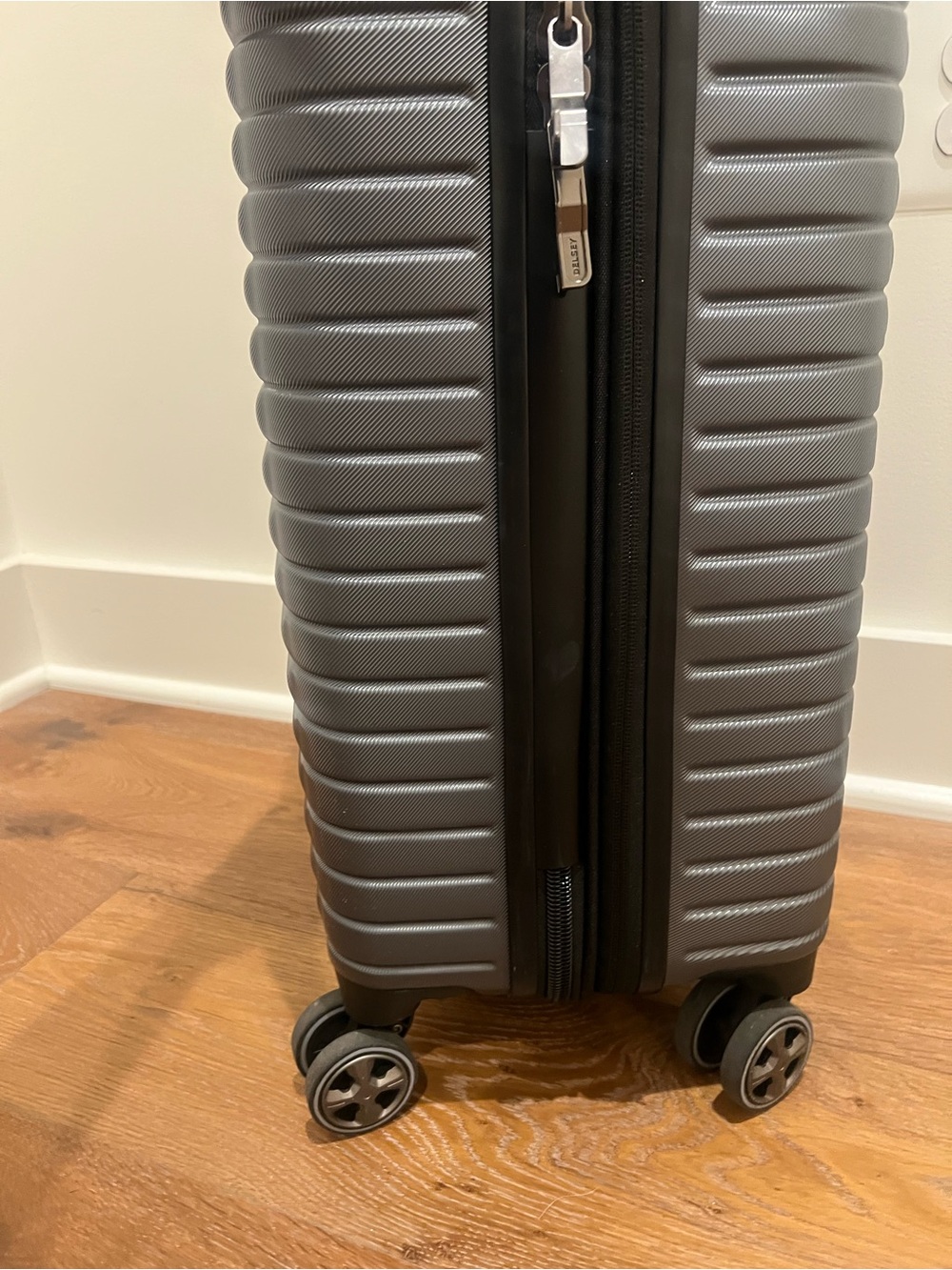 Hard Shell Spinner Carry-On Luggage in Metallic Gray